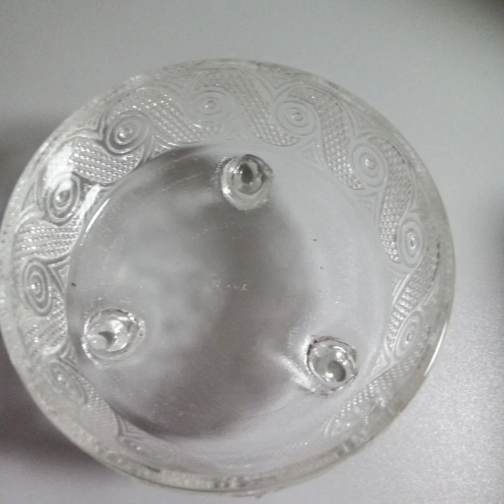 Avon Vintage Clear Pressed Glass Footed Bowl Scroll Swirl Candy Trinket Dish